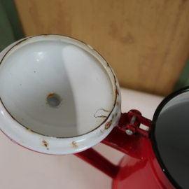 Pot emaille koffiepot rood diameter 13,5 cm