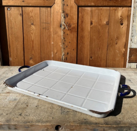 Emaille dienblad wit 65 x 44 cm origineel