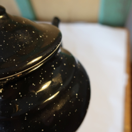 Pot emaille theepot zwart Ø 12 cm VERKOCHT
