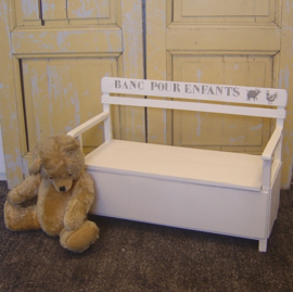 Kinder klepbank halbank wit brocante VERKOCHT