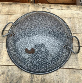 Pan schaal handvaten emaille grijs gewolkt 33 cm