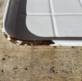 Emaille dienblad wit 65 x 44 cm origineel