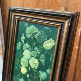 Stilleven in lijst hout 19,5 x 26 cm bloemen