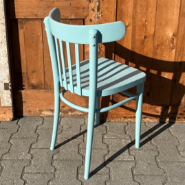 Cafe stoel hout eetkamer blauw VERKOCHT
