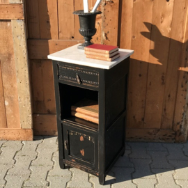 Nachtkastje hout marmer zwart 1930 VERKOCHT