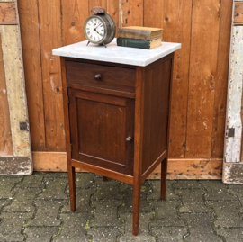 Nachtkastje hout marmer 1930 VERKOCHT