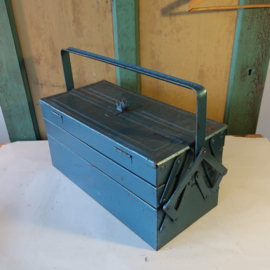 Kist koffer metaal gereedschap blauw 43 cm