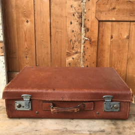 Koffer leer bruin 59 x 36 cm origineel reiskoffer