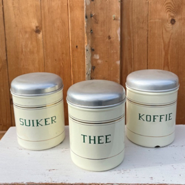 Pot emaille suiker koffie thee creme met groen