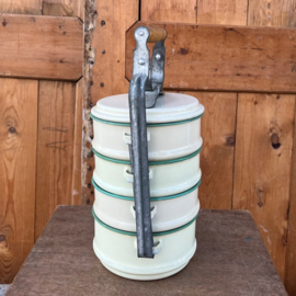 Emaille lunchtrommel tiffin dabba creme