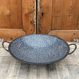 Pan schaal handvaten emaille grijs gewolkt 33 cm