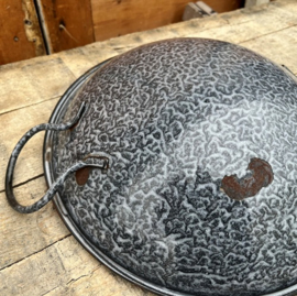 Pan schaal handvaten emaille grijs gewolkt 33 cm