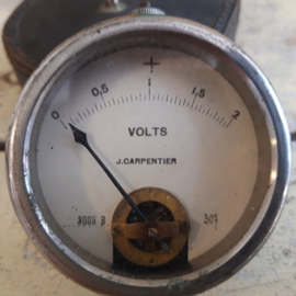 Voltmeter Carpentier oud reis model lederen hoes