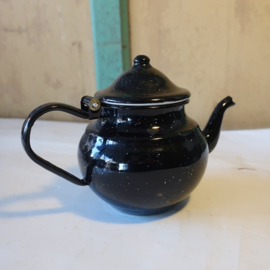 Pot emaille theepot zwart Ø 12 cm VERKOCHT