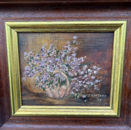 Schilderij bloemen stilleven hout VERKOCHT