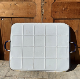 Emaille dienblad wit 65 x 44 cm origineel