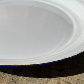 Schaal rond emaille Ø 50 cm wit origineel
