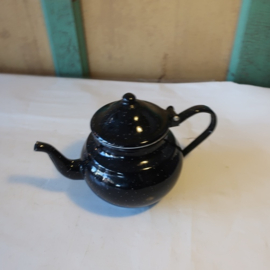 Pot emaille theepot zwart Ø 12 cm VERKOCHT