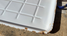 Emaille dienblad wit 65 x 42,5 cm origineel