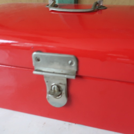 Broodtrommel emaille rood origineel 48 cm