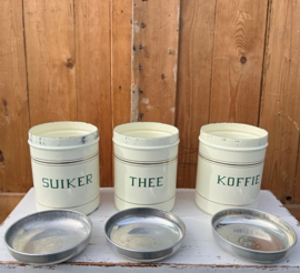 Pot emaille suiker koffie thee creme met groen