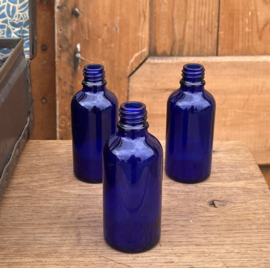 Fles flesje vaas glas blauw origineel 9 cm