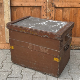Houten kist koffer origineel hout deksel plat