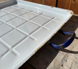 Emaille dienblad wit 65 x 42,5 cm origineel