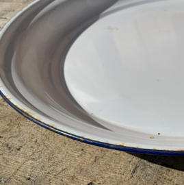 Schaal rond emaille Ø 50 cm wit origineel