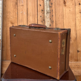 Koffer hout & leer bruin origineel VERKOCHT