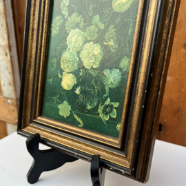 Stilleven in lijst hout 19,5 x 26 cm bloemen