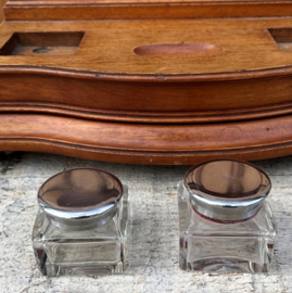 Inktset 2 inktpotten hout bureauset VERKOCHT