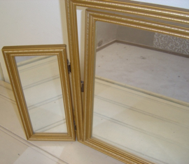 Spiegel type drieluik spiegels 68 x 42,5 goud VERKOCHT