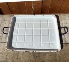 Emaille dienblad wit 65 x 42,5 cm origineel