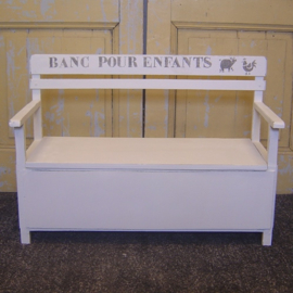 Kinder klepbank halbank wit brocante VERKOCHT