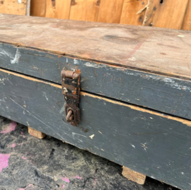 Kist gereedschap hout origineel deksel plat grijs