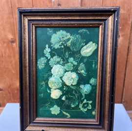Stilleven in lijst hout 19,5 x 26 cm bloemen