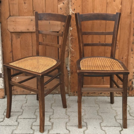 Eetkamerstoel hout 1930 webbing VERKOCHT