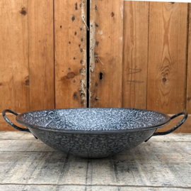 Pan schaal handvaten emaille grijs gewolkt 33 cm