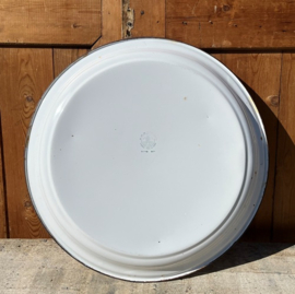 Schaal rond emaille Ø 50 cm wit origineel