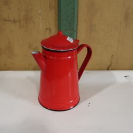 Pot emaille koffiepot rood diameter 13,5 cm