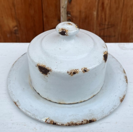 Stolp botervloot boter cloche emaille wit