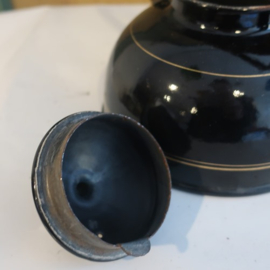 Pot emaille theepot zwart diameter 18 cm