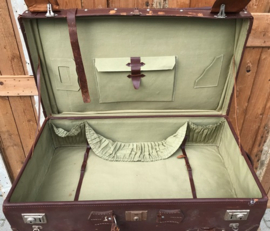 Koffer leer bruin 85 x 48 cm origineel reiskoffer