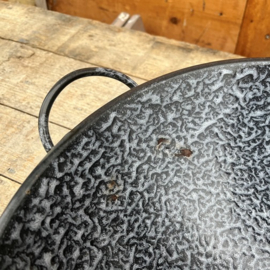 Pan schaal handvaten emaille grijs gewolkt 33 cm