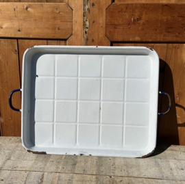 Emaille dienblad wit 65 x 44 cm origineel