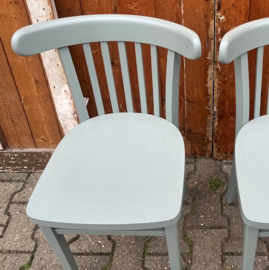 Eetkamer stoel cafe hout groen grijs VERKOCHT