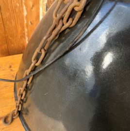 Hanglamp zwart metaal emaille origineel