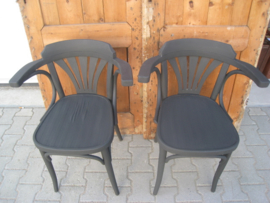 Café stoelen hout brocante grijs VERKOCHT