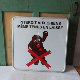 Wand plaat Interdit aux chiens metaal bord